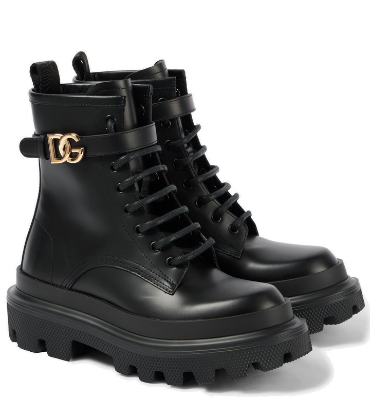 Photo: Dolce&Gabbana Logo leather combat boots