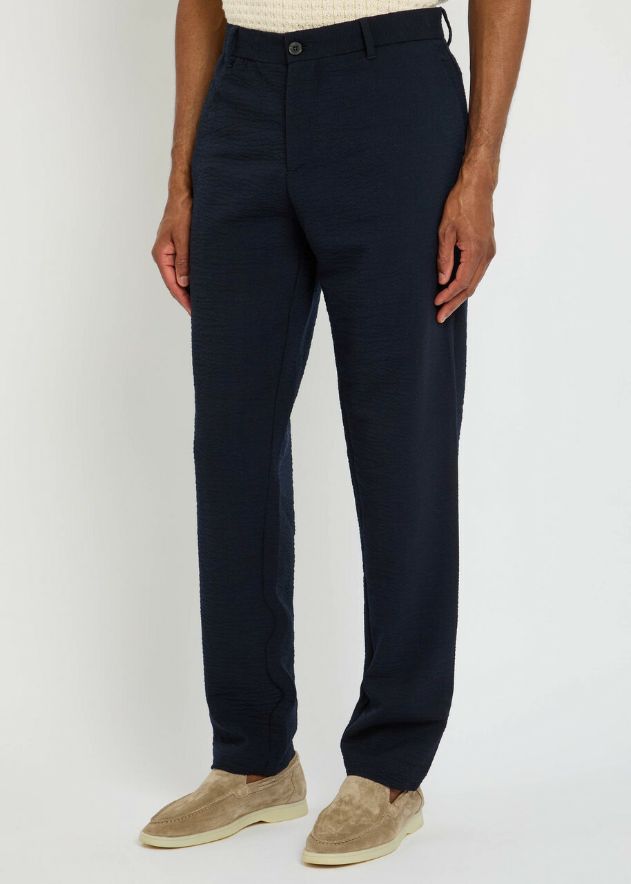 Sunspel Tapered Stretch-wool Trousers Navy