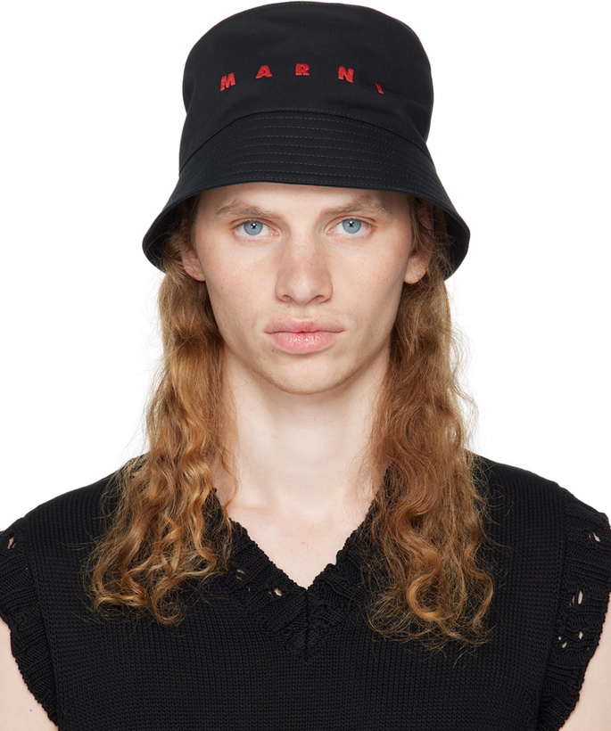 Photo: Marni Black Embroidered Logo Bucket Hat