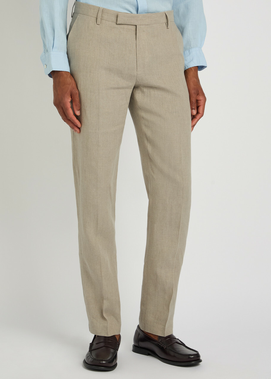 Sunspel Tapered-leg Linen Trousers Sand