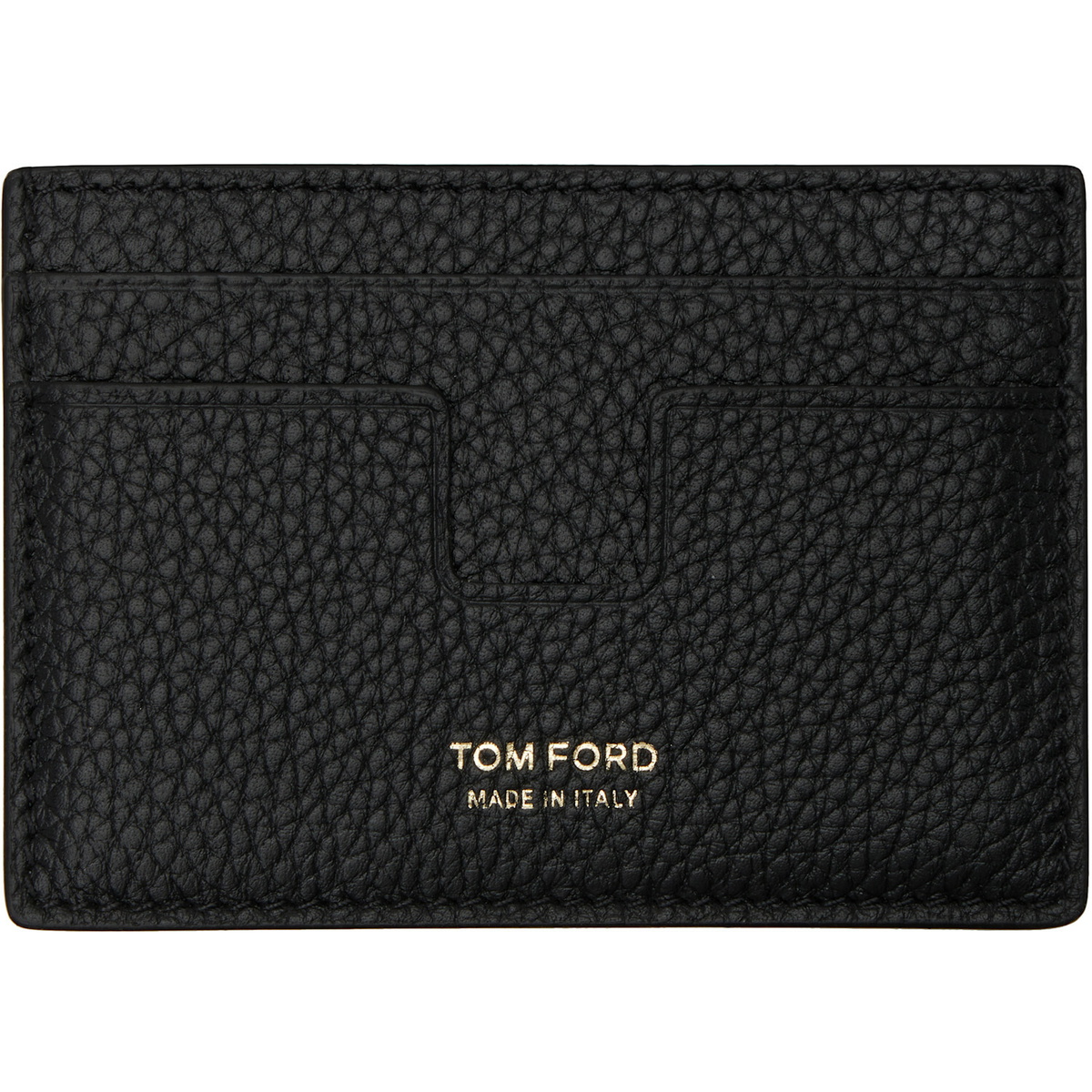 TOM FORD Black Soft Grain Leather Money Clip Card Holder