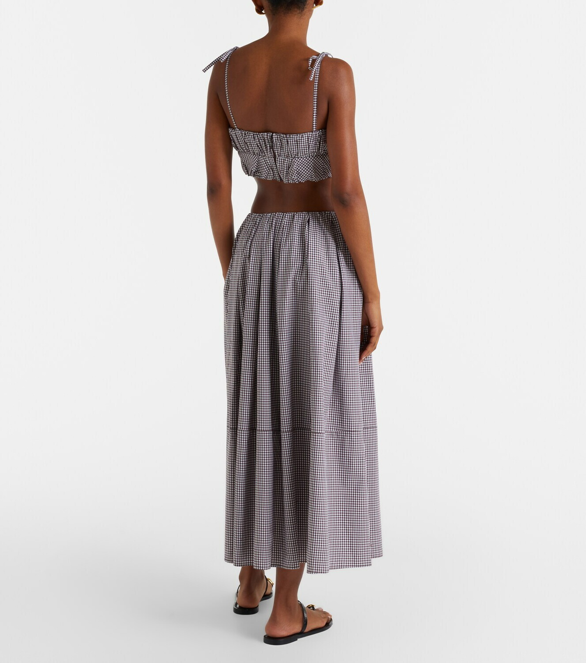 Faithfull Solinas gingham cotton-blend midi skirt