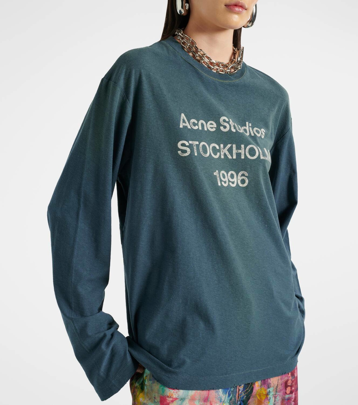 【Acne Studios】ロゴ distressedジャージTシャツ ACNE STUDIOS Exford Distressed Logo-Print Cotton-Blend