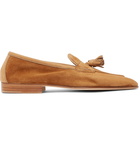 Edward Green - Portland Leather-Trimmed Suede Tasselled Loafers - Brown