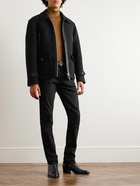 TOM FORD - Leather-Trimmed Padded Double-Faced Wool-Blend Jacket - Black