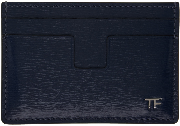 Photo: TOM FORD Navy Grain Leather Card Holder