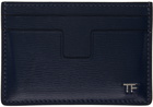 TOM FORD Navy Grain Leather Card Holder