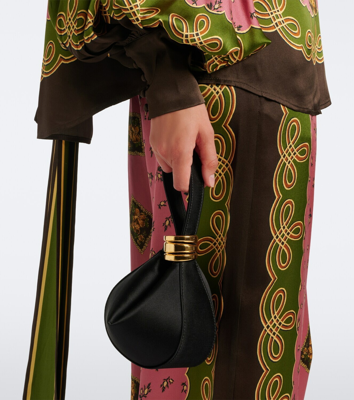 Amanu Zambia satin top-handle bag