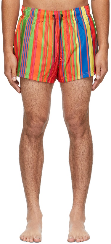 Photo: Versace Underwear Multicolor Stripe Swim Shorts