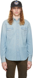 RRL Blue Slim Fit Chambray Western Shirt