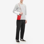 Comme des Garçons Play Men's Long Sleeve Stripe Contrast Sleeve Te in Grey/White