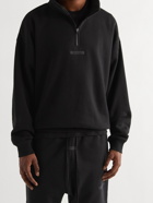 FEAR OF GOD ESSENTIALS - Logo-Detailed Cotton-Blend Jersey Mock-Neck Half-Zip Sweatshirt - Black