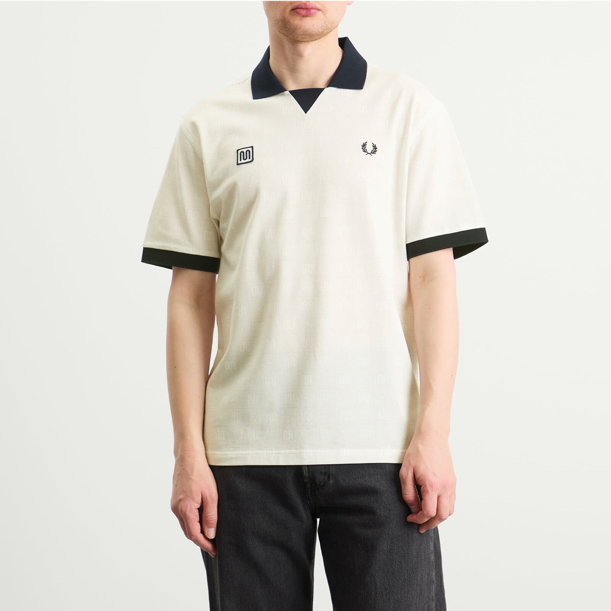 Fred Perry Men's Meyba Printed Polo Shirt in Ecru
