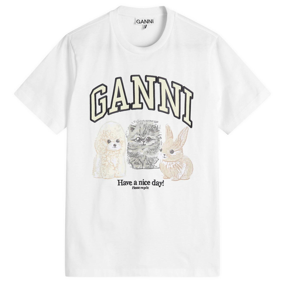 ★Ganni★ Logo Flower Short Sleeve T-Shirt White T3254151 T3 MUSINSA | GANNI Logo Flower Short Sleeve T-shirt - White