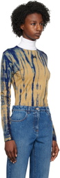 Wales Bonner Blue & Beige Tie-Dye Turtleneck