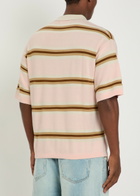 Nahmias Logo-appliquéd Striped Cotton Piqué Polo Shirt Pink