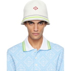 Casablanca White Stripe Crochet Bucket Hat