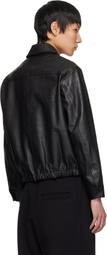 YOKE Black Zip Leather Jacket