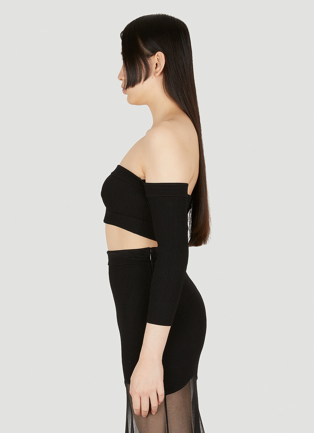 Ribbed Square Neck Top In Black Alexander McQueen