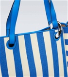 JW Anderson Striped leather-trimmed canvas tote bag