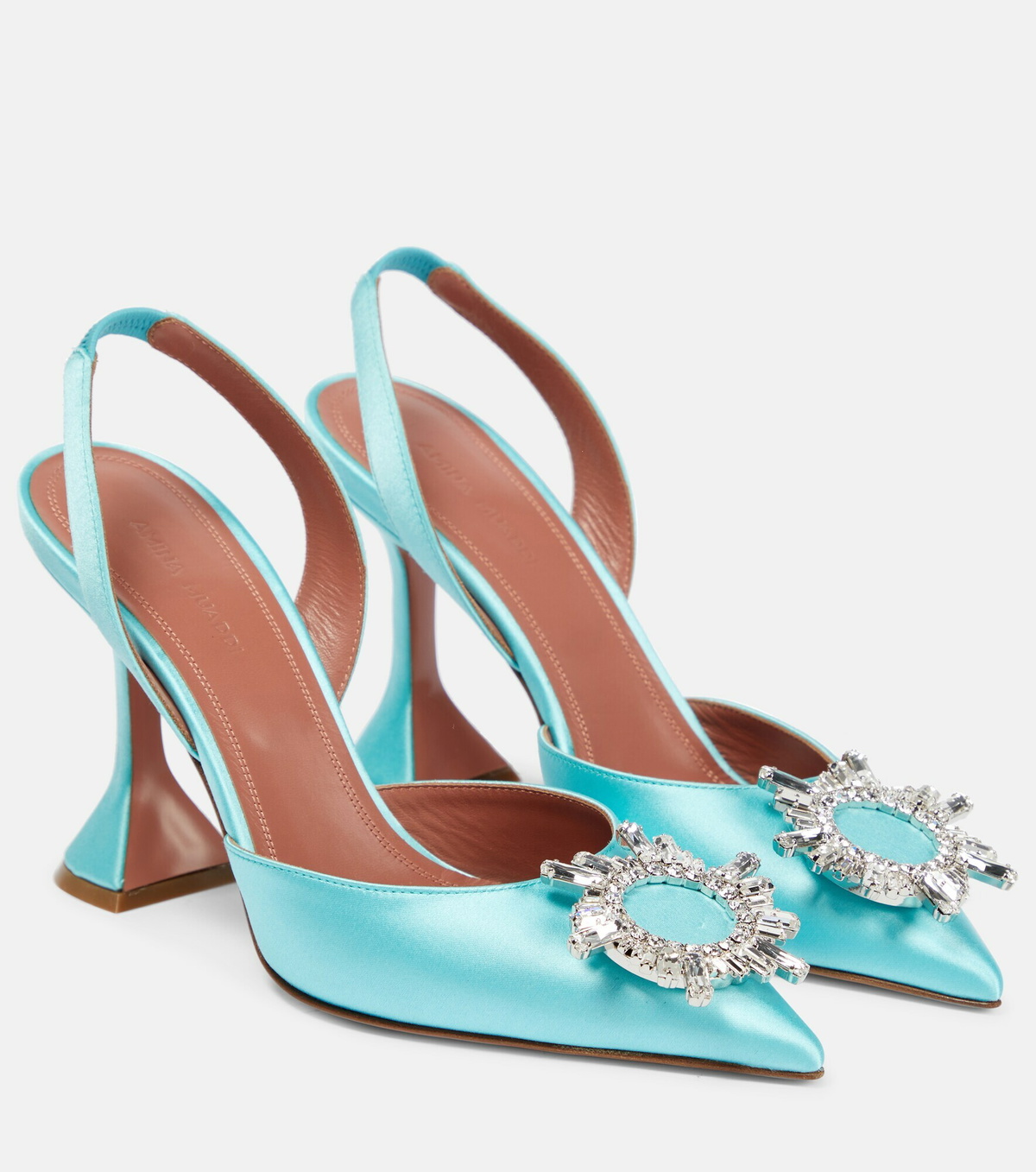 Amina Muaddi - Begum embellished satin slingback pumps