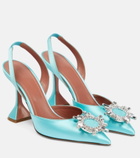 Amina Muaddi - Begum embellished satin slingback pumps