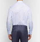 Ermenegildo Zegna - Light-Blue Trofeo Slim-Fit Cutaway-Collar Checked Cotton-Poplin Shirt - Men - Light blue