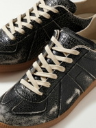 Maison Margiela - Replica Distressed Cracked-Leather Sneakers - Black