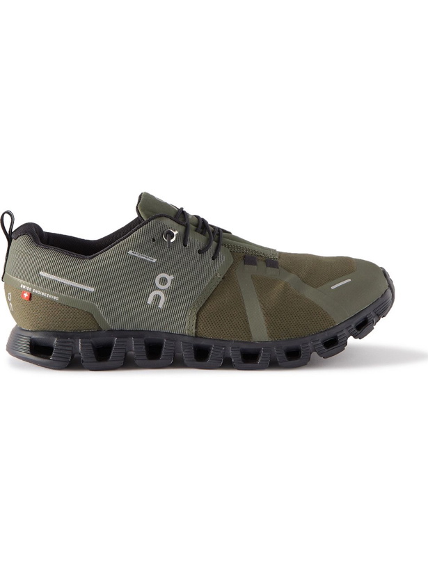 Photo: ON - Cloud 5 Waterproof Rubber-Trimmed Recycled Mesh Running Sneakers - Green