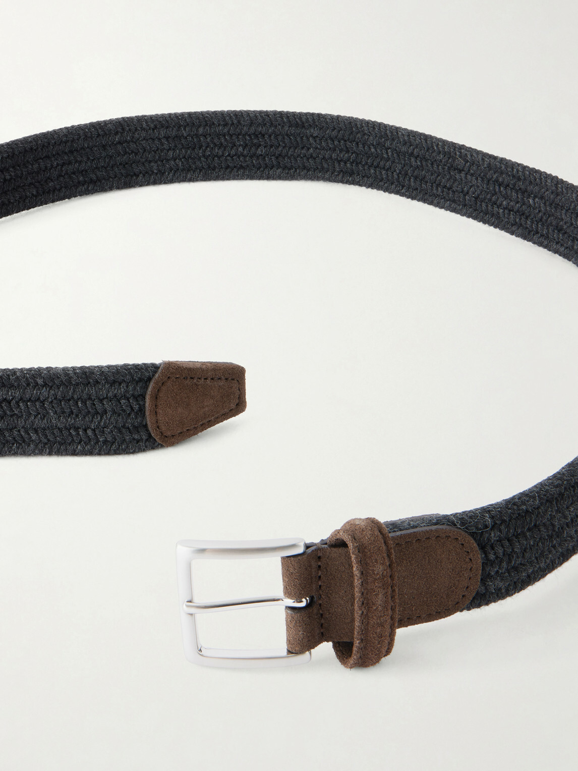 Anderson's - 2cm Suede-Trimmed Braided Belt - Blue