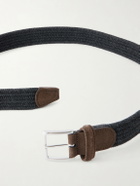 Anderson's - 2cm Suede-Trimmed Braided Belt - Blue