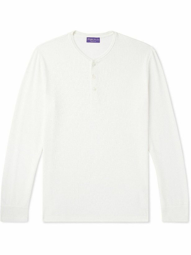 Photo: Ralph Lauren Purple label - Waffle-Knit Cotton and Silk-Blend T-Shirt - White