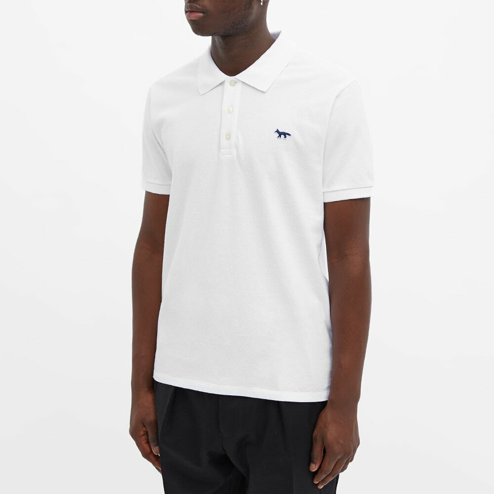 Maison Kitsuné Men's Navy Fox Patch Classic Polo Shirt in White