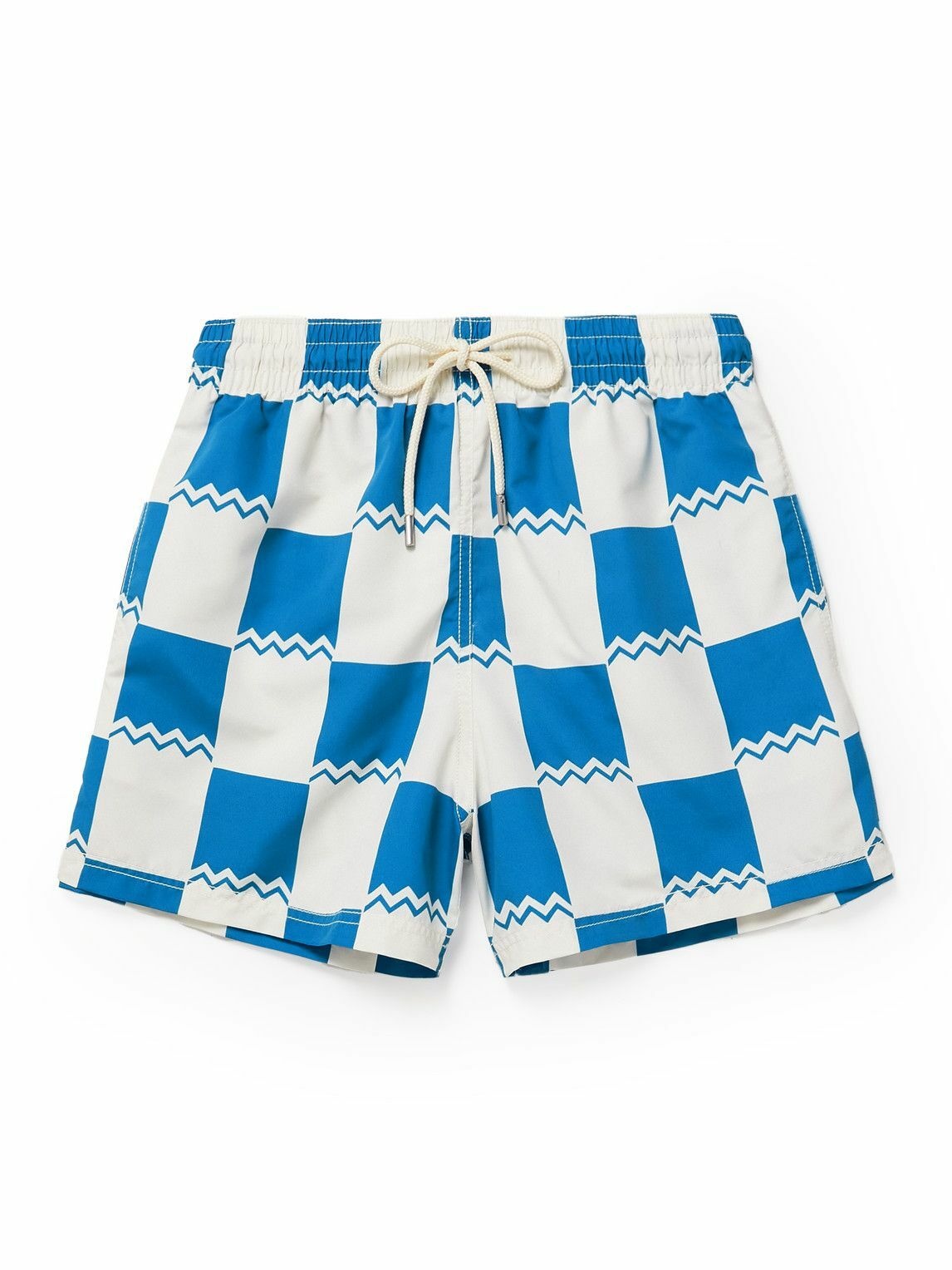 Photo: Atalaye - Otzea Mid-Length Printed Recycled Swim Shorts - Blue