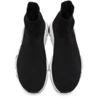 Balenciaga Black and White Graffiti Sole Speed High-Top Sneakers