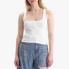 Good American Women's Pointelle Henley Tank Top in White