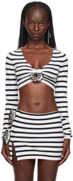 Jean Paul Gaultier White & Navy 'The Flower' Long Sleeve T-Shirt