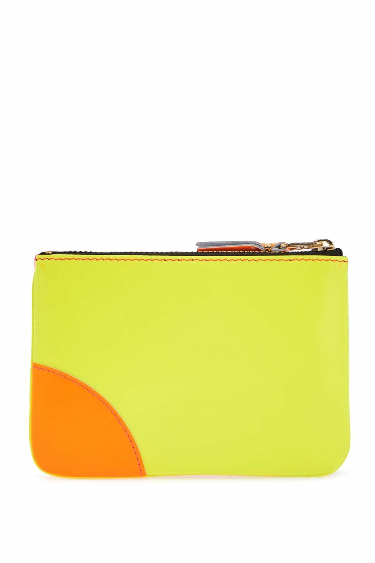 COMME DES GARCONS WALLET portafoglio super fluo giallo in pelle con zip Fluo