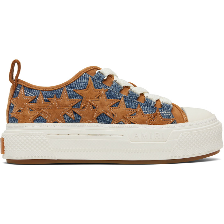 Photo: AMIRI Blue & Tan Denim Stars Court Low Sneakers