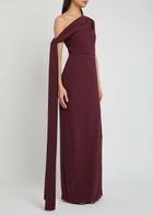Solace London Irina Draped Crepe Maxi Dress Aubergine