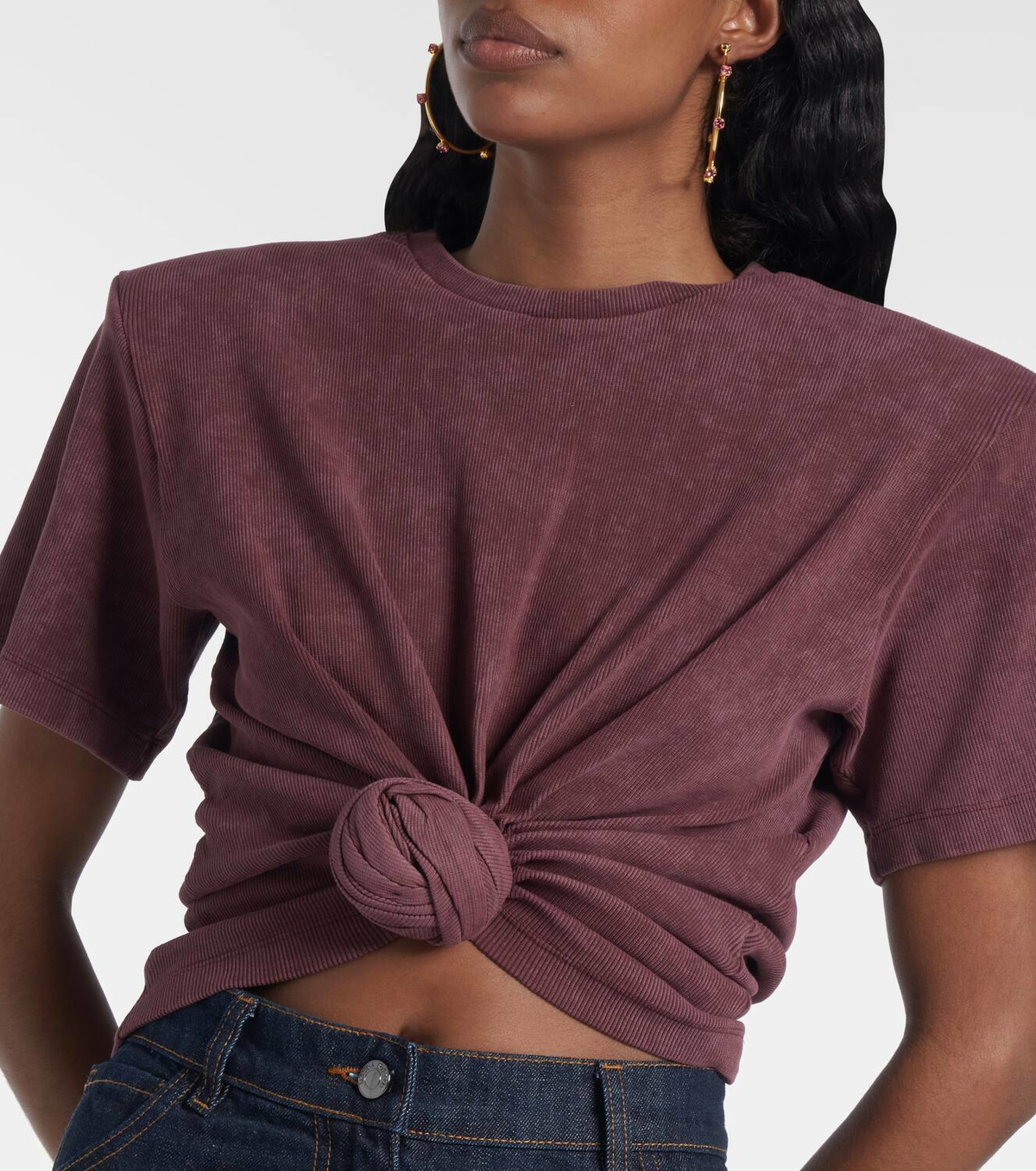 Magda Butrym Cropped cotton-blend T-shirt