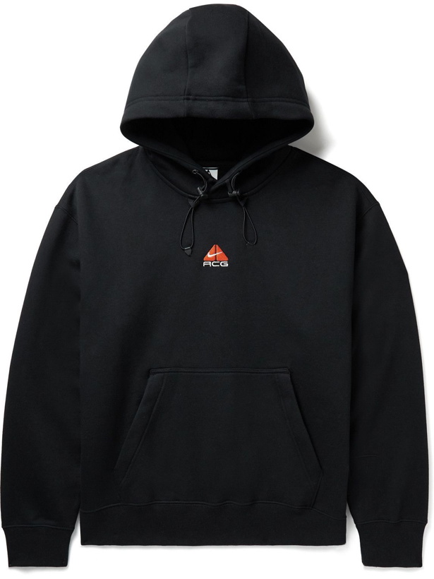 Photo: Nike - ACG NRG Logo-Embroidered Cotton-Blend Jersey Hoodie - Black