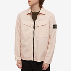 Stone Island Men's Brushed Cotton Canvas Zip Overshirt in Rose