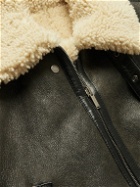 SAINT LAURENT - Reversible Leather-Trimmed Shearling Bomber Jacket - Black