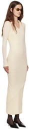 Jean Paul Gaultier Off-White Ribbed Twisted Double Layer Piercing Midi Dress