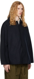 DOCUMENT Navy Heavy Wool Jersey Oversized Shirt