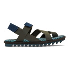 Dries Van Noten Khaki and Blue Criss-Cross Sandals