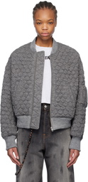 We11done Gray Quilted Bomber Jacket
