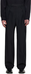 LEMAIRE Black One Pleat Trousers