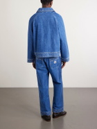 BODE - Embroidered Merino Wool-Blend Denim Jacket - Blue